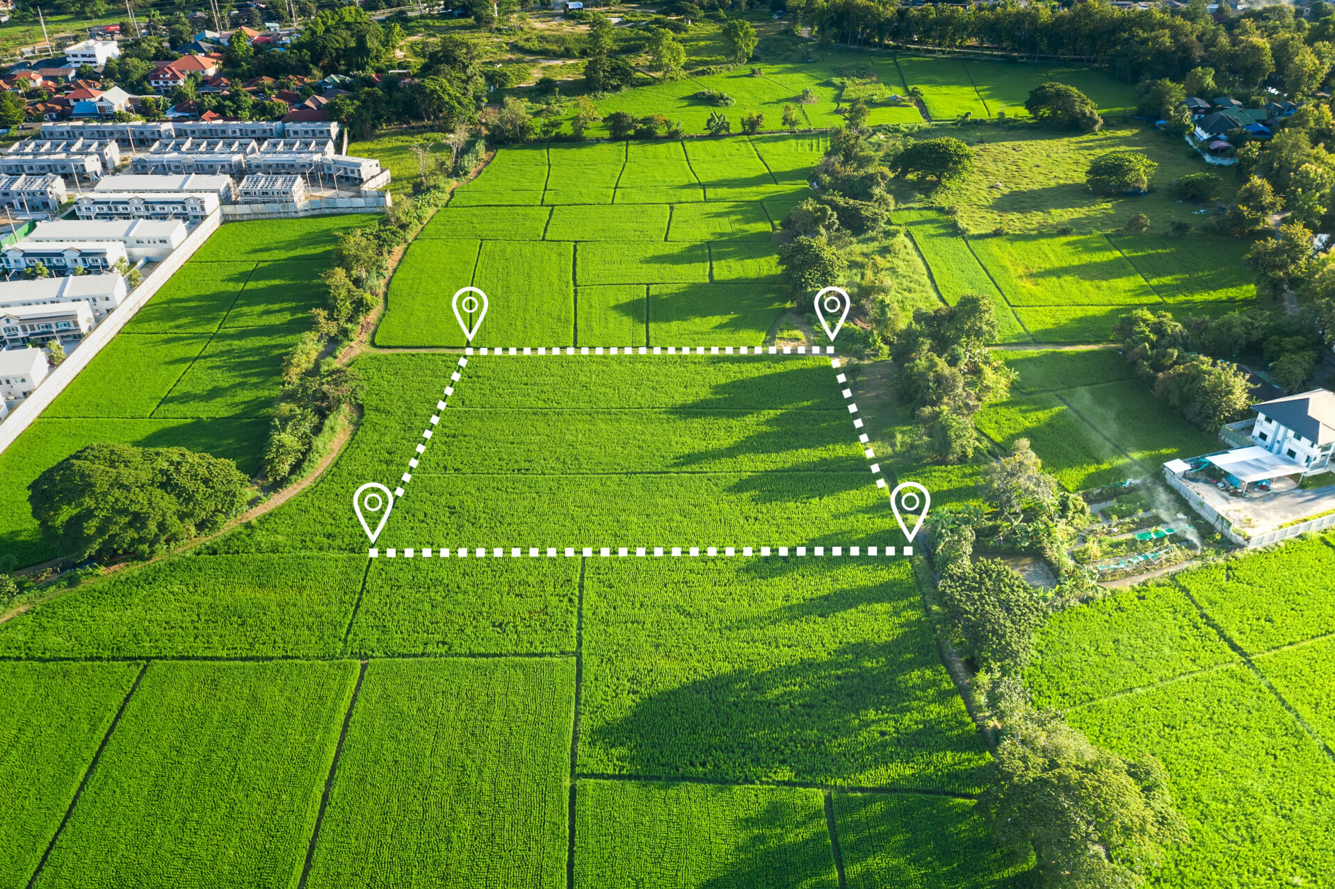 Land plot in aerial view